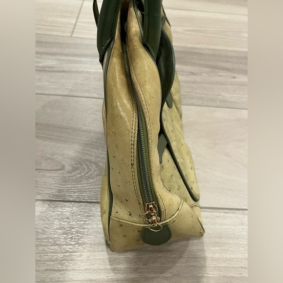 Christian Dior Rare Ostrich Saddle Green Bowler Bag - Picture 6 of 16